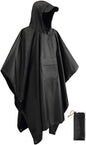 Hooded Rain Poncho Waterproof Raincoat Jacket for Men Women Adults, Military Poncho for Outdoor Activities Camping Fishing