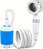 Portable Shower，Outdoor dormitory bath artifact Electric Rechargeable Portable Camping Shower, simple car self-priming shower，pet Shower, Blue