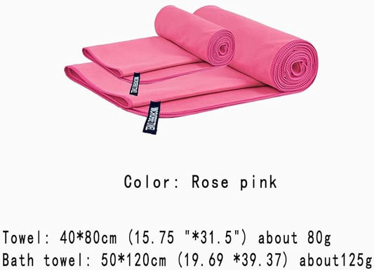 Quick Dry Towel Beach Swim Bath Towel Super Absorbent Microfiber Fast Drying Towels Lightweight for Travel Sports Camping Hiking Backpacking Gym Swimming Yoga (Rose Red, 19.69 "* 47.24")
