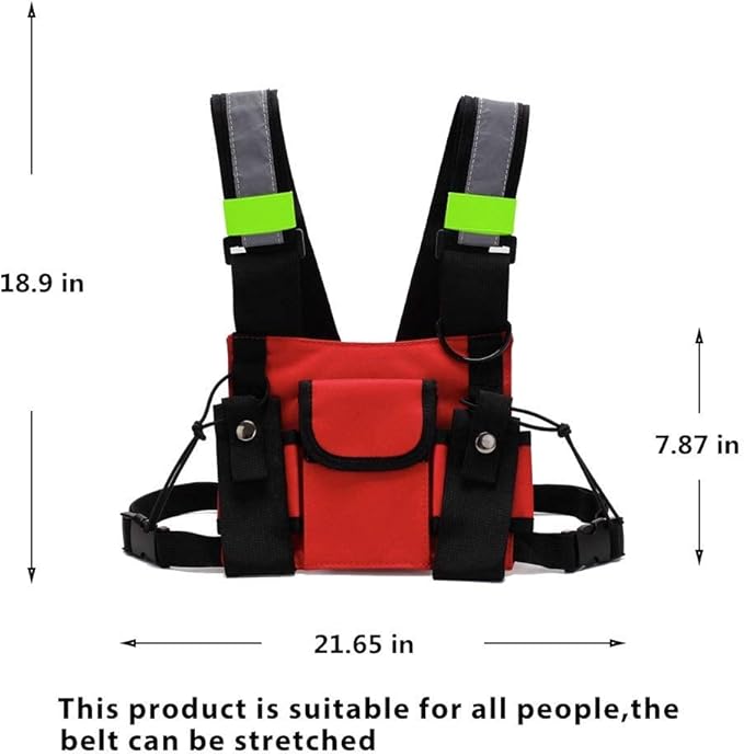 Ousawig Universal Radio Chest Harness Bag Tactical Chest Front Pack Pouch Holster Vest for Two Way Radio Walkie Talkie