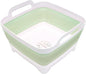 2.4 Gal(9L) Collapsible Dish Basin with Drain Plug, Space Saving Outdoor Multiuse Foldable Sink Tub, Dishpan, Kitchen Storage Tray for Camping, Vegetable Washing, RV (Green)