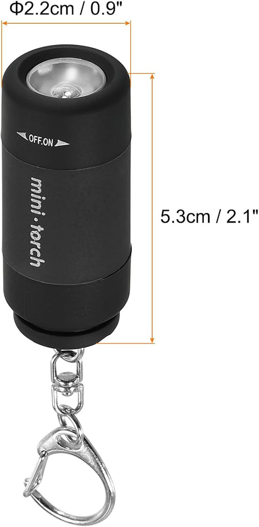 PATIKIL 2.1" Mini Rechargeable LED Keychain Flashlight, EDC Portable Small Torch with USB Charging for Everyday Carry, Black