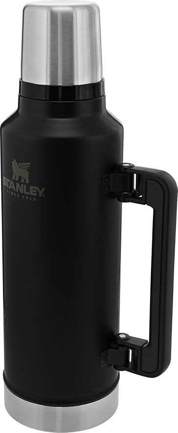 Stanley Classic Legendary Vacuum Bottle 2.0 qt | Wide Mouth with Leakproof Cup Lid | Keep Drinks Hot or Cold | Packable for Travel | Insulated Stainless Steel Thermos | BPA-Free | Matte Black