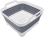2.4 Gal(9L) Collapsible Dish Basin with Drain Plug, Space Saving Outdoor Multiuse Foldable Sink Tub, Dishpan, Kitchen Storage Tray for Camping, Vegetable Washing, RV (Gray)