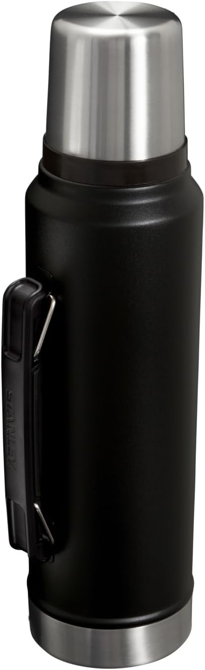 Stanley Classic Legendary Vacuum Bottle 20 oz | Wide Mouth with Leakproof Cup Lid | Keep Drinks Hot or Cold | Packable for Travel | Insulated Stainless Steel Thermos | BPA-Free | Black 2.0