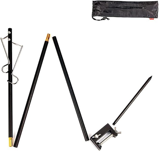 Camping Lantern Stand, Aluminum Alloy Camping Foldable Lamp Hanger with Storage Bag, Folding Lamp Pole for Outdoor Camping Fishing Picnic(Black)
