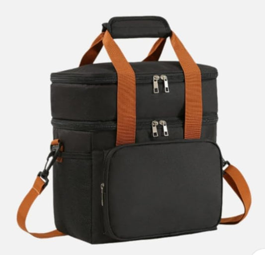 Double Layer Insulated Cooler Lunch Bag – Leakproof Thermal Food Storage Tote with Shoulder Strap – Large Capacity for Work, Travel, or Picnic – Available in Gray, Black & Navy Blue