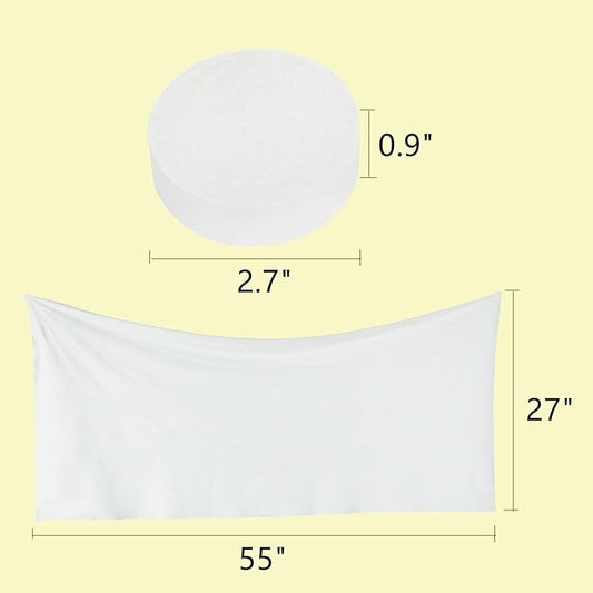 Bamsod 5 PCS Disposable Large Bath Towel 55x27'' Compressed & Disposable Ideal for Home, Camping, Office, and more includes Cooling Towel Perfect for Backpacks, Diaper Bags, and Hiking (Yellow)
