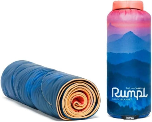 Rumpl The NanoLoft Puffy Blanket | Indoor Outdoor Camping Blanket for Traveling, Picnics, Beach Trips, Concerts | 38" x 52" | Alpenglow, Travel