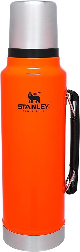 Stanley Classic Legendary Vacuum Bottle 1.5 qt | Wide Mouth with Leakproof Cup Lid | Keep Drinks Hot or Cold | Packable for Travel | Insulated Stainless Steel Thermos | BPA-Free | Blaze Orange