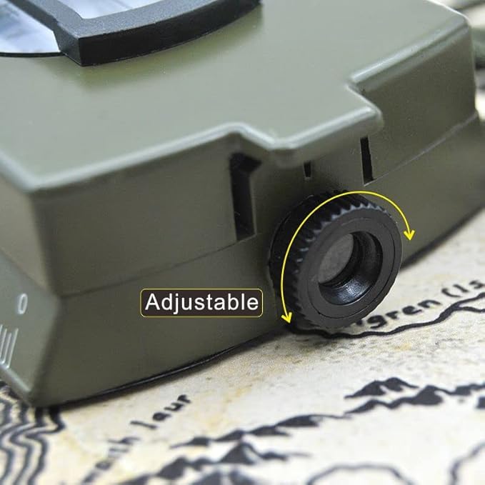Military Lensatic Sighting Compass Waterproof and Shakeproof with Map Measurer Distance Calculator, Pouch for Camping, Hiking