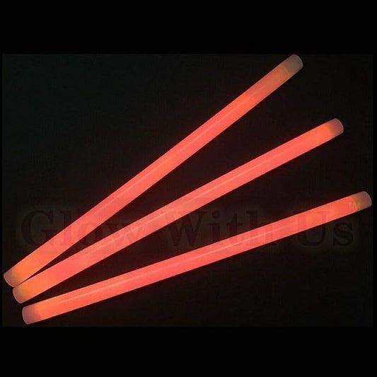 Glow Sticks Bulk Wholesale, 100 12” Orange Industrial Grade Jumbo Light Sticks, Bright Color, Glow 14 Hrs, Safety Glow Stick w/ 3-year Shelf Life, Ideal for Camping & Emergency, GlowWithUs Brand