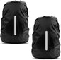 LAMA 2pcs Waterproof Rain Cover for Backpack, Reflective Rainproof Protector for Anti-dust and Anti-Theft M 30L-40L Black