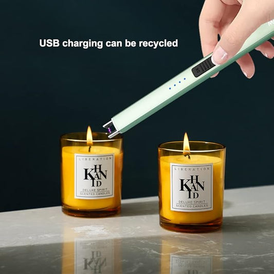 MeeToo Electric Candle Lighter Rechargeable Lighter Type-C Plasma Arc Lighters for Candle Camping Kitchen (Green)