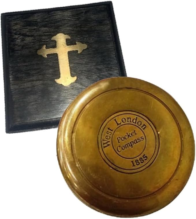 Smizzy Navigational Maritime Vintage Nautical Brass Compasses Fully Functional Titanic/Robert Frost Poem Compass/Sundial for Gift and Home Décor