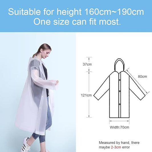 OSDUE Rain Ponchos for Adults Reusable, 2 Pcs Raincoats Emergency for Women Men with Hood and Drawstring, Waterproof Rain Coats Perfect for Camping, Hiking and Travel Outdoor (White)