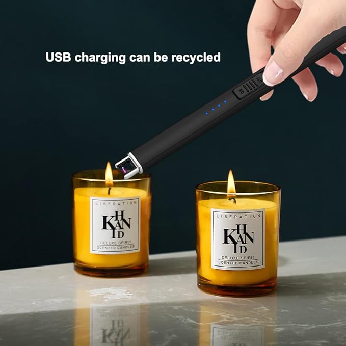 MeeToo Electric Candle Lighter Rechargeable Lighter Type-C Plasma Arc Lighters for Candle Camping Kitchen (Black)
