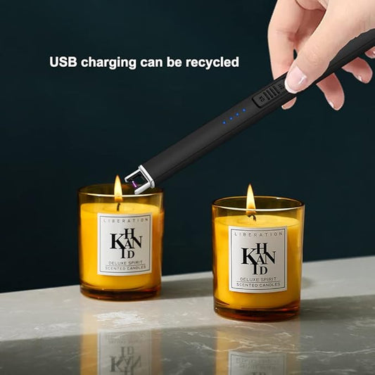 MeeToo Electric Candle Lighter Rechargeable Lighter Type-C Plasma Arc Lighters for Candle Camping Kitchen (Black)