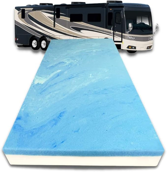 FoamRush 6-Inch Bunk (28" x 75") Mattress Cooling Gel Memory Foam RV Mattress Replacement, Medium Firm, Comfort, Pressure Relief Support, Made in USA, Travel Camper Trailer Truck, Cover Not Included