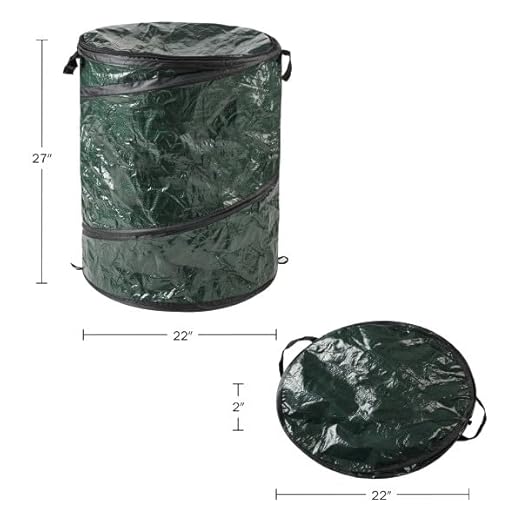 Wakeman Collapsible Trash Can 2-Pack - Pop Up 44-Gallon Outdoor Garbage Cans with Zippered Lids - Recycle Bins for Camping or Parties (Green)