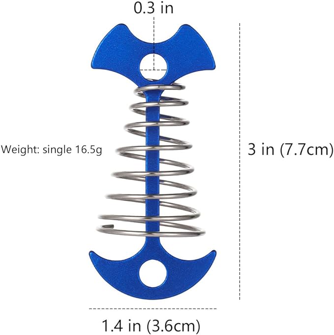 6Pcs Fishbone Deck Anchor Pegs with D Carabiners, Aluminium Deck Tent Stakes with Spring Buckle Aluminium Deck Windproof Tent Stakes for Outdoor Camping Hiking