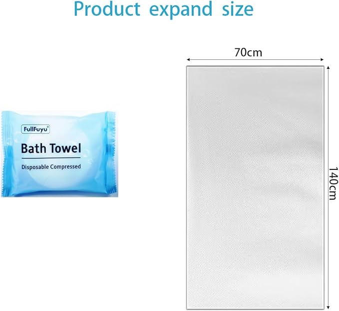 Disposable Compressed Bath Towel 55"x27" 5PCS Pack - Compact Reusable Bath Towel for Hotel Camping Sports Beach Swimming Travel - Lightweight & Absorbent