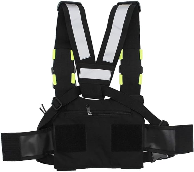 Universal Radio Harness Chest Rig Bag Pocket Pack Holster Vest for Motorola Midland Two Way Radio (Rescue Essentials) (Bright Green)