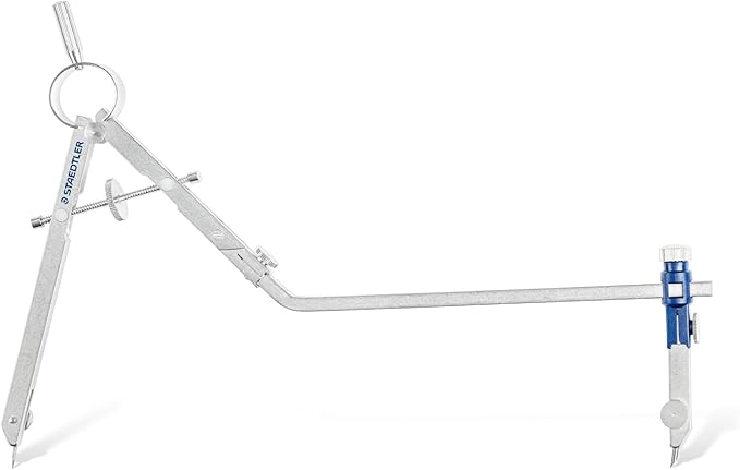 Staedtler Mars Comfort, Professional Drafting, Drawing Compass with Extension Arm, Draws Circles up to 19.5 Inch Diameter, Spring Bow Compass with Center Adjuster Wheel, 551 02