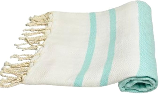 Cotton Travel Towel Quick Drying Camping Pool Hiking Large Size 39" x 78" Compact Vacuum Pack Lightweight Absorbent Breathable Keep Warm Blanket (Mint Green)