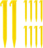 10 Pack Plastic Tent Stakes Heavy Duty Beach Tent Pegs Canopy Stakes for Camping Gardening Backpacking Tent Pegs Spike Hook for Outdoor Garden Decorations Lawn Tarp Sand Stakes for Beach (Yellow)
