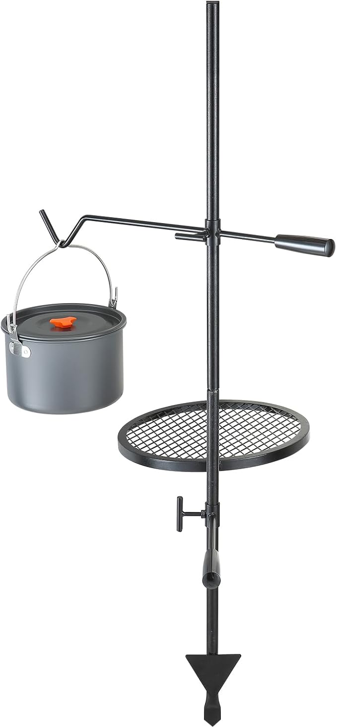 VEVOR Swivel Campfire Grill, Fire Pit Grill Grate over Fire Pits, Heavy Duty Steel Grill Grates, 360° Adjustable Open Fire Outdoor Cooking Equipment, Portable Camp Fire Racks for Camping Outdoor BBQ