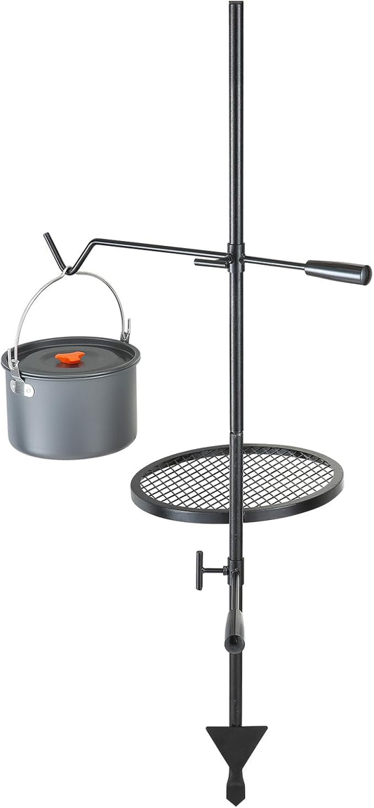 VEVOR Swivel Campfire Grill, Fire Pit Grill Grate over Fire Pits, Heavy Duty Steel Grill Grates, 360° Adjustable Open Fire Outdoor Cooking Equipment, Portable Camp Fire Racks for Camping Outdoor BBQ