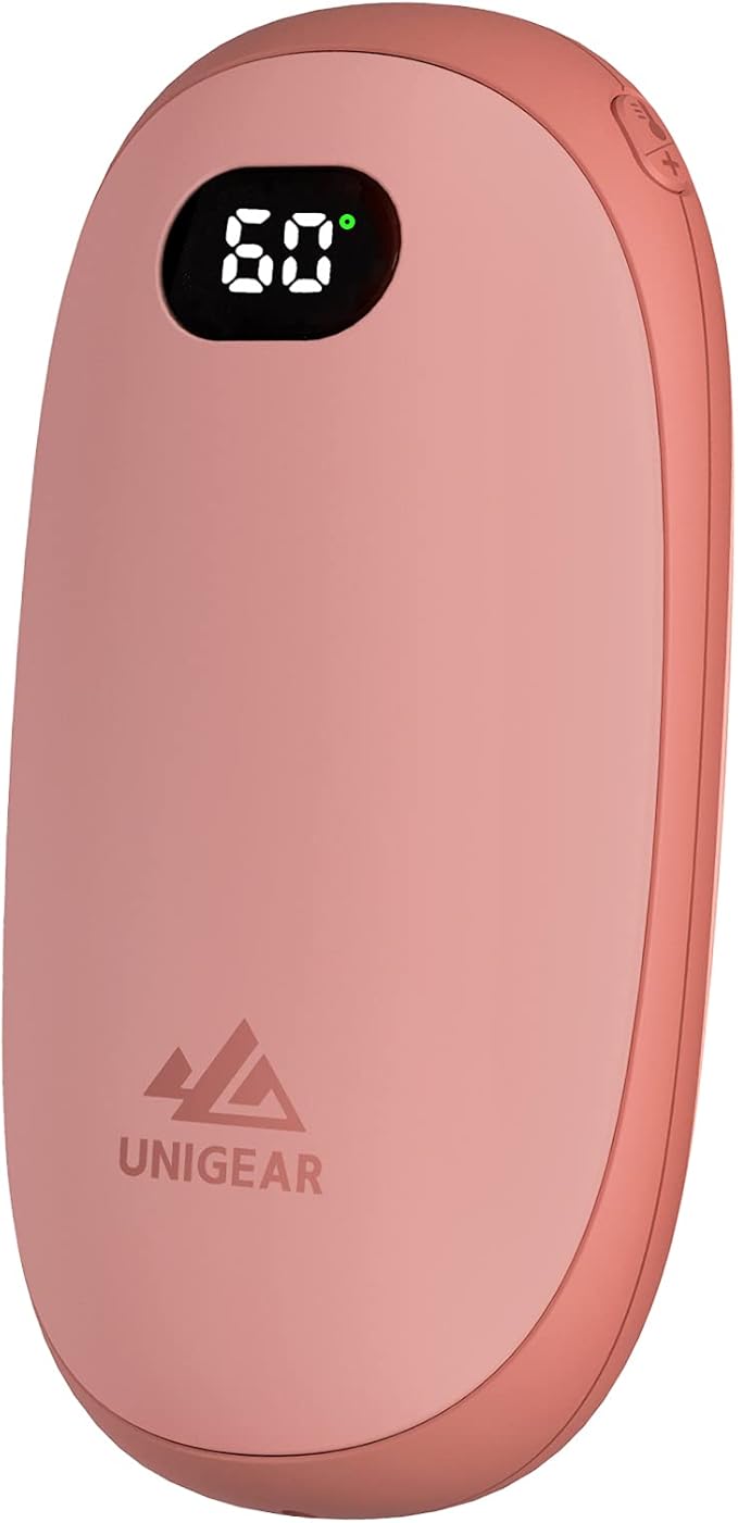 Unigear Hand Warmers Rechargeable, Reusable Portable Electric Hand Warmer 5200mAh USB Power Bank with Multi Heating Level from 95-131℉ and Digital Screen, Great for Raynauds, Outdoor, Camping, Hiking