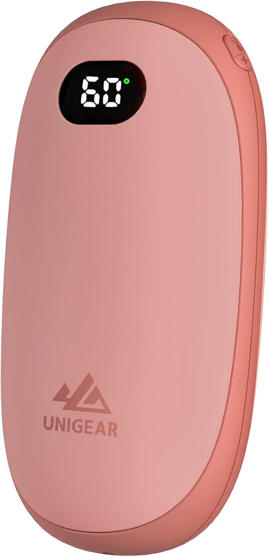 Unigear Hand Warmers Rechargeable, Reusable Portable Electric Hand Warmer 5200mAh USB Power Bank with Multi Heating Level from 95-131℉ and Digital Screen, Great for Raynauds, Outdoor, Camping, Hiking