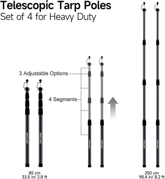 SANLIKE Tent Poles for Tarp, 98 in Tarp Poles Set of 2, Tent Poles Replacement, Telescoping Pole, Canopy Poles, Camping Poles for Rooftop Tents, Trekking Pole Tent for Rain Fly, Camper, Awning – Black