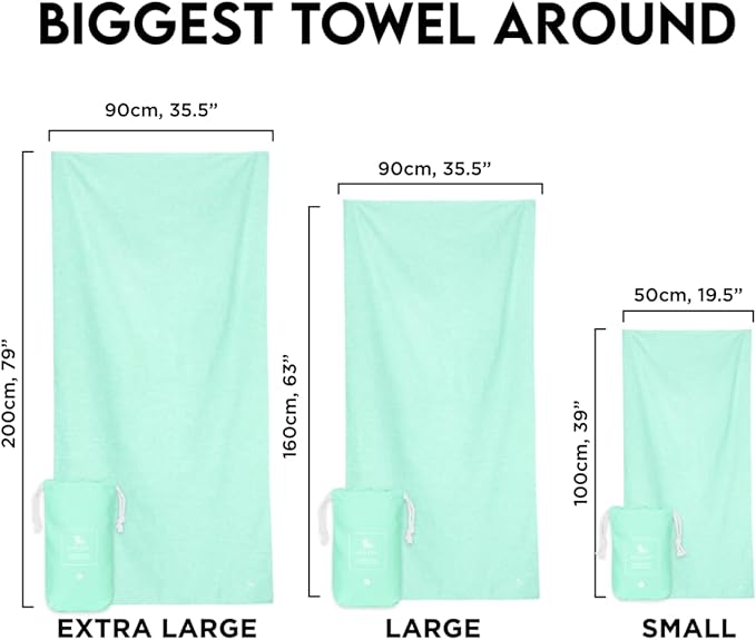 Dock & Bay Quick Drying Towel - for Sports, Gym, Travel, Yoga, Camping, Swimming - Super Absorbent, Compact, Lightweight - 100% Recycled Materials - Includes Bag - Variable Sizes