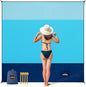 Beach Blanket Sandproof, Extra Large Beach Mat, Sand Free Mat Quick Drying, Lightweight, Soft & Durable Mat for Beach, Yard (Sky Blue & Blue & Dark Blue, 6.6 x 6.6 FT (1～4 Person))
