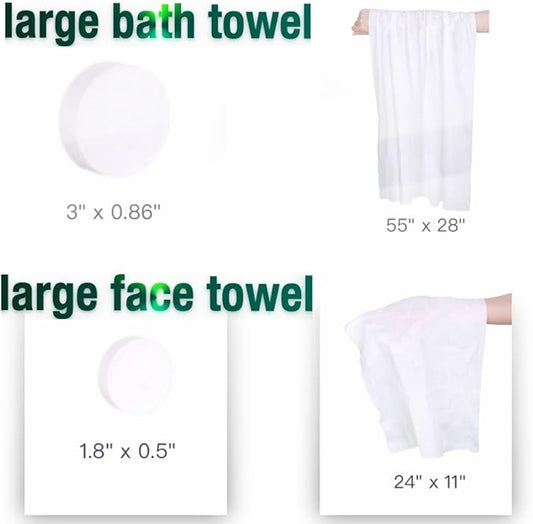Travel Towel Set- Disposable & Reusable Towel Set - Pack of 6, Including 2PCS 55" x 28" Bath and 4 PCS 22" x 11" Face Towels. Ideal for Hiking, Camping, Salon, SPA, Party