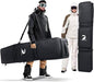 Waterproof Ski Bag with Wheels, Double Rolling Snowboard Bag for Air Travel Extendable From 155CM-187CM, with 3 Padded Outside Compartment Storage Helmet, Boots, Goggles, Jackets