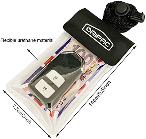 DRIPAC Waterproof Car Key FOB Case Waterproof Wallet Waterproof Holder Pouch For Key ID Badge Credit Card Money（Black+Black）