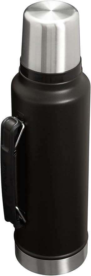 Stanley Classic Legendary Vacuum Bottle 1.5 qt | Wide Mouth with Leakproof Cup Lid | Keep Drinks Hot or Cold | Packable for Travel | Insulated Stainless Steel Thermos | BPA-Free | Black 2.0