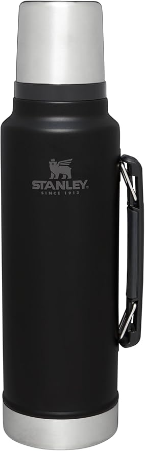 Stanley Classic Legendary Vacuum Bottle 1.5 qt | Wide Mouth with Leakproof Cup Lid | Keep Drinks Hot or Cold | Packable for Travel | Insulated Stainless Steel Thermos | BPA-Free | Black 2.0