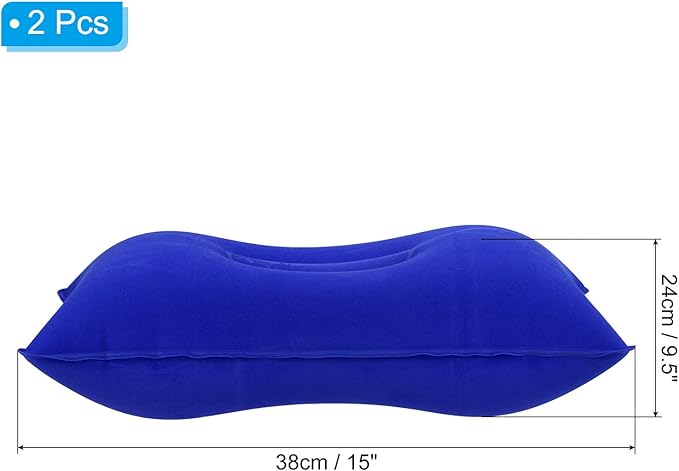 PATIKIL Inflatable Pillow, 2 Pack Squared Ultralight Camping Travel Pillow Desk Rest Neck Support for Hiking Backpacking Office, Dark Blue