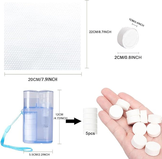 250 Disposable Thicker Style Magic Compressed Towels with Dispenser, Disposable Face Compressed Towel, Mini Compressed Towel, Camping Towel, Portable Compressed Coin Tissue for Travel/Home/Outdoor Act