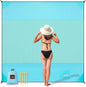 Beach Blanket Sandproof, Extra Large Beach Mat, Sand Free Mat Quick Drying, Lightweight, Soft & Durable Mat for Beach, Yard (Sky Blue & Mint Green, 6.6 x 6.6 FT (1～4 Person))