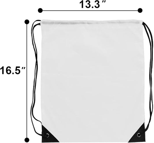 Drawstring Backpack Bulk 28 PCS Drawstring Bags String Backpack Cinch Bag Sackpack for Men Women Gym (White)