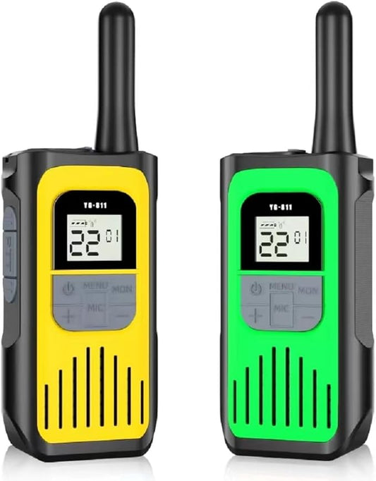 Walkie Talkies for Adults, Rechargeable Walkie Talkies Long Range 22 Channel Two-Way Radios with 1200mAh Li-ion Batteries and USB Charger for Biking,Camping,Hiking,2 Pack