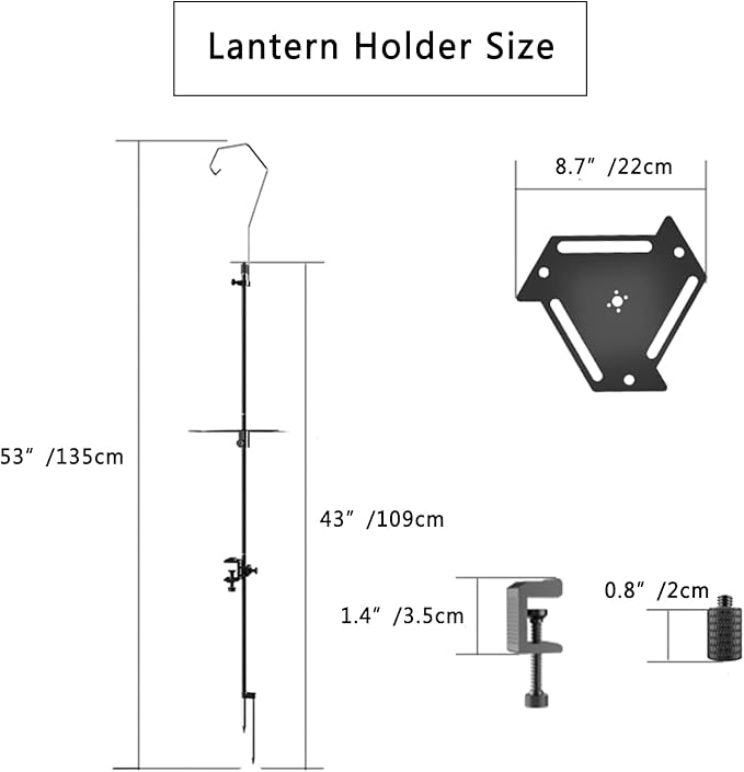 SoloWilder Camping Lamp Rack Aluminum Hanging Lantern Holder BlackBee Detachable Lightweight Stand