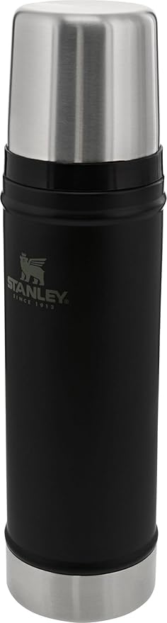 Stanley Classic Legendary Vacuum Bottle 20 oz | Wide Mouth with Leakproof Cup Lid | Keep Drinks Hot or Cold | Packable for Travel | Insulated Stainless Steel Thermos | BPA-Free | Matte Black