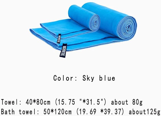 Quick Dry Towel Beach Swim Bath Towel Super Absorbent Microfiber Fast Drying Towels Lightweight for Travel Sports Camping Hiking Backpacking Gym Swimming Yoga (Sky Blue, 15.75 "* 31.5")